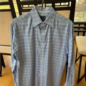 Jos. A. Bank Blue Dress Shirt with Plaid Pattern